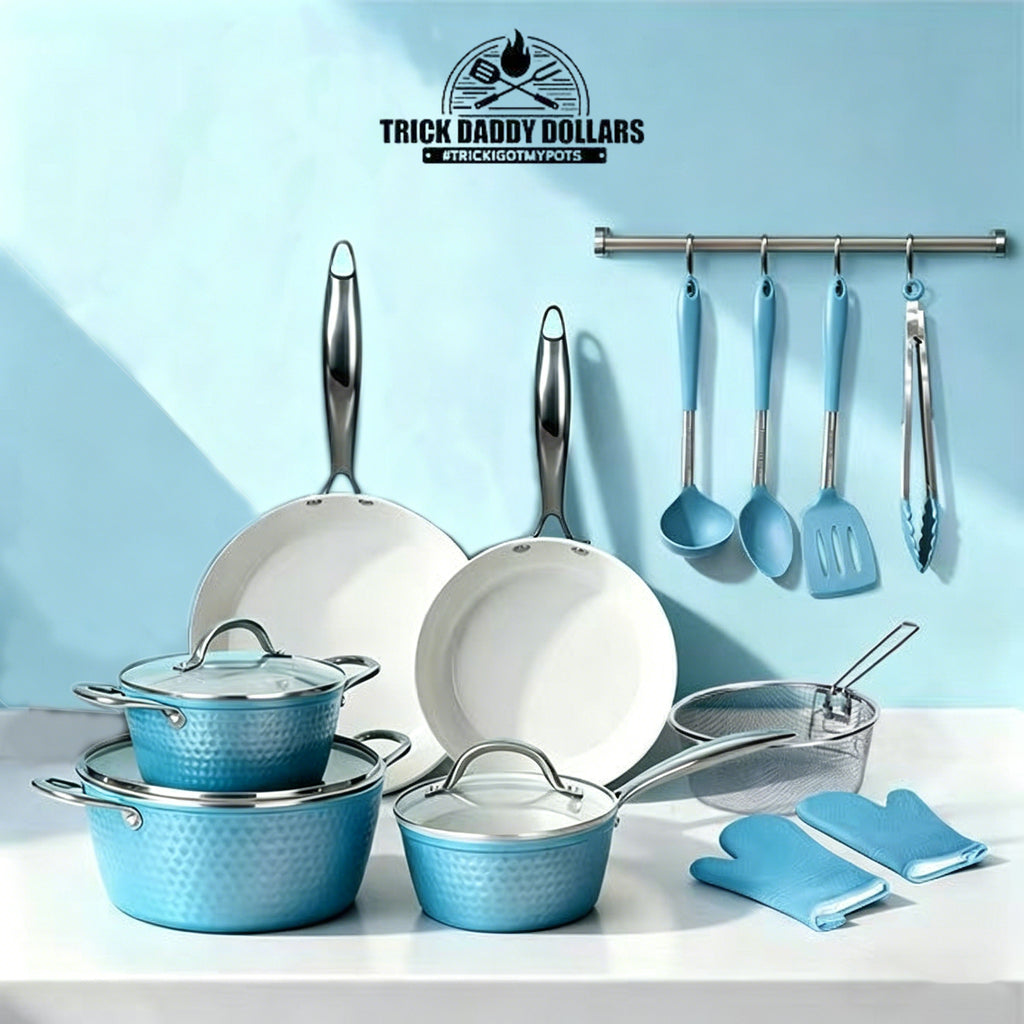 #TRICKIGOTMYPOTS 15 Piece Premium Ceramic Cookware Set